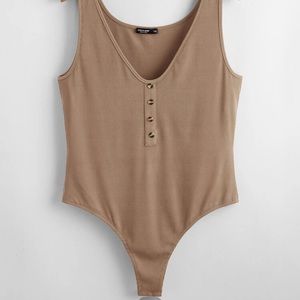Tan button up bodysuit